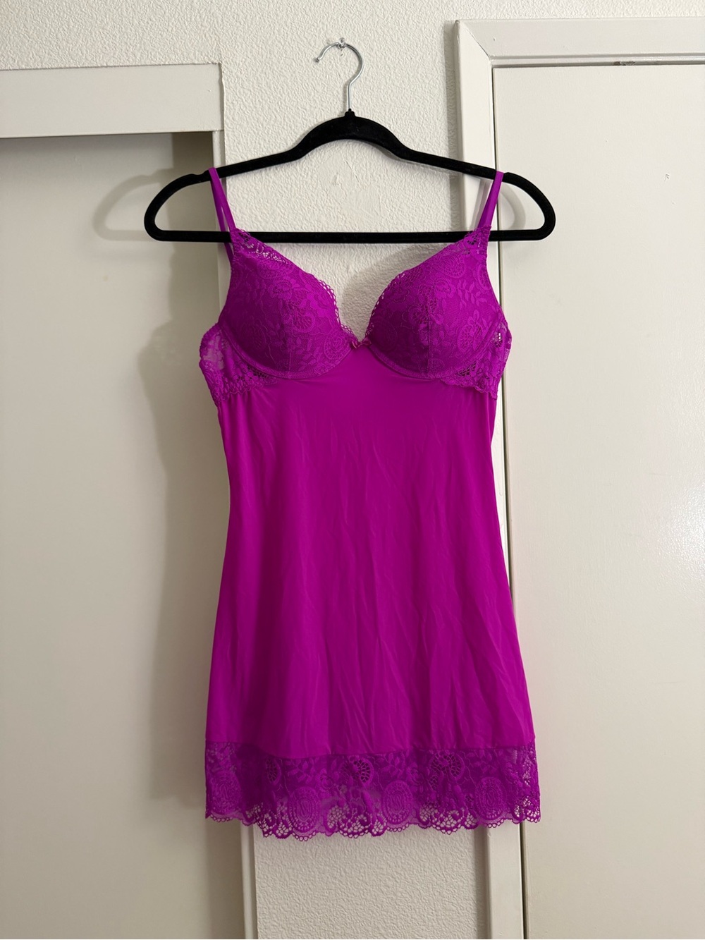 Victoria's Secret Magenta Lace-Trim Chemise Slip